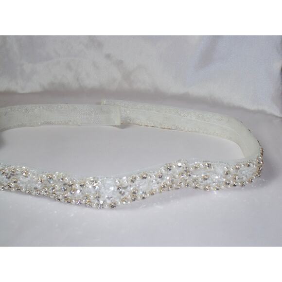 Horsehair bridal belt, rhinestone bridal belt rhinestone beaded bridal belt sash - Picture 1 of 5